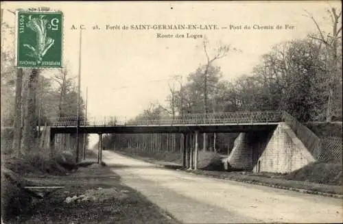 Ak Saint Germain en Laye Yvelines, Pont du Chemin de Fer, Route des Loges