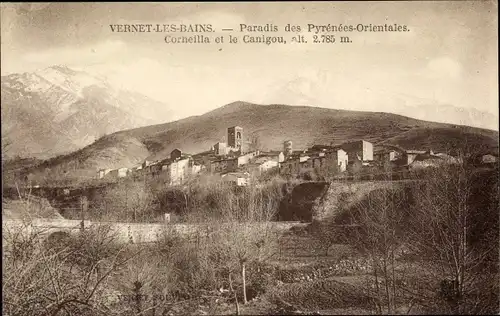 Ak Vernet les Bains Pyrénées Orientales, Corneilla et le Canigou