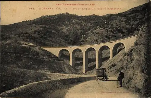 Ak Fontpédrouse Pyrénées Orientales, Le Viaduc de Saint Thomas