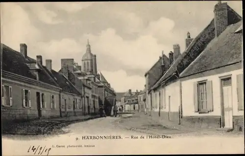 Ak Harbonnières Somme, Rue de l'Hotel Dieu