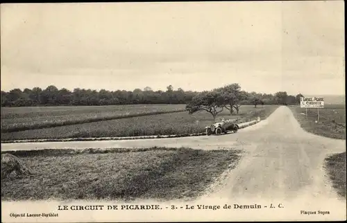 Ak Démuin Somme , Le Circuit de Picardie, Le Virage