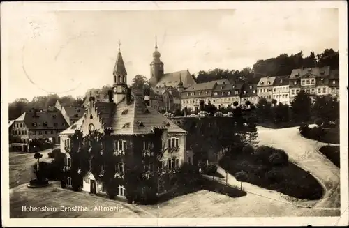 Ak Hohenstein Ernstthal Landkreis Zwickau, Der Altmarkt, Rathaus, Kirche