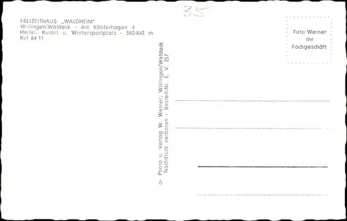 Ak Willingen im Upland Waldeck Hessen, Freizeithaus Waldheim, Ortsansichten