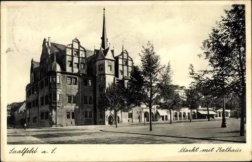 Ak Saalfeld an der Saale Thüringen, Markt, Rathaus