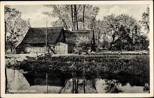 Ak Leipe Lübbenau im Spreewald, Dorfpartie, Fluss, Haus