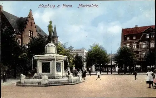 Ak Homberg Duisburg im Ruhrgebiet, Marktplatz, Brunnen