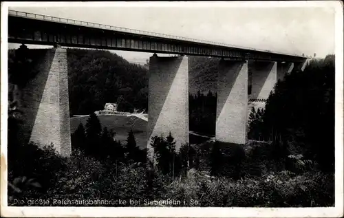 Ak Siebenlehn Großschirma in Sachsen, Die größte Reichsautobahnbrücke der Welt