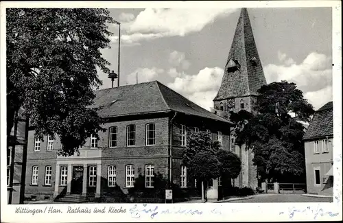 Ak Wittingen in Niedersachsen, Rathaus und Kirche