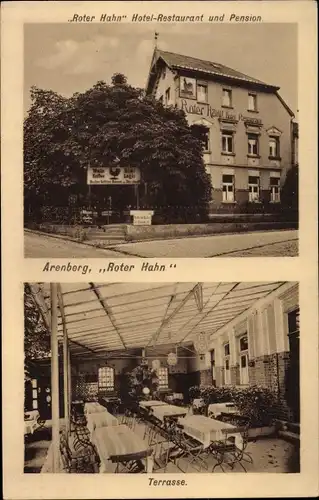 Ak Arenberg Koblenz am Rhein, Hotel Roter Hahn, Terrasse