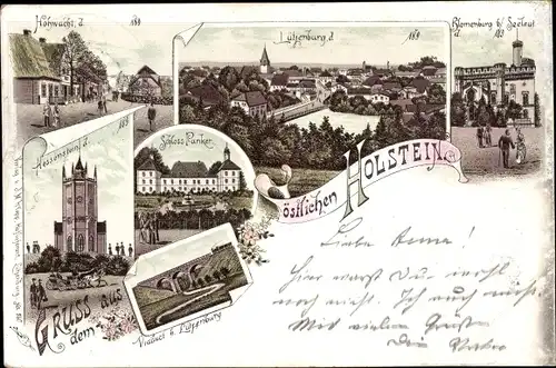 Litho Lütjenburg in Holstein, Schloss Panker, Blomenburg, Hohwacht, Hessenstein