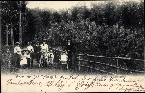 Ak Bad Rothenfelde am Teutoburger Wald, Partie im Wellengarten, Esel, Kinderwagen