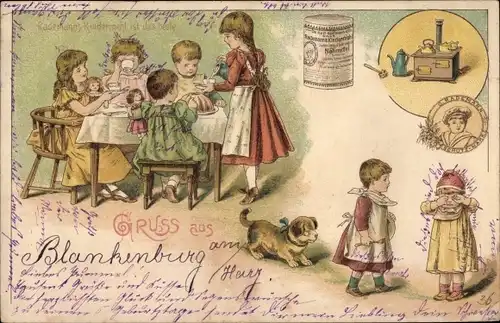 Litho Reklame, Rademanns Kindermehl, Kinder am Kaffeetisch