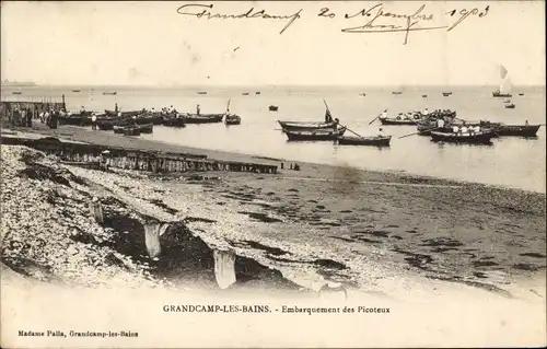 Ak Grandcamp les Bains Calvados, Embarquement des Picoteux