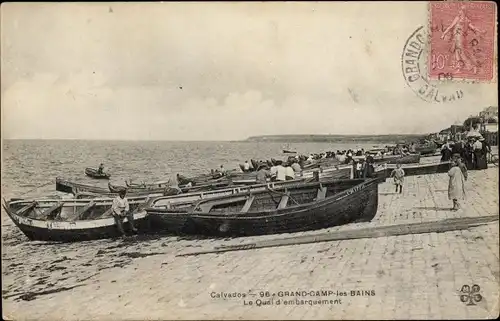 Ak Grandcamp les Bains Calvados, Le Quai d'embarquement