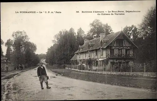 Ak Condé sur Sarthe Orne, Le Pont Perce, Dependances du Chateau de Vervaine