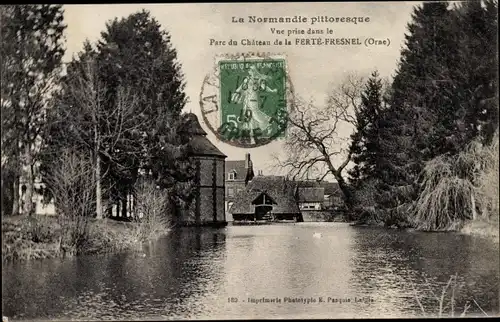 Ak La Ferté Frênel Fresnel Orne, Vue prise dans le Parc du Chateau