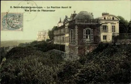 Ak Saint Germain en Laye Yvelines, Le Pavillon Henri IV, Vue prise de l'Ascenseur