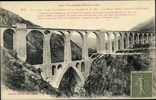 Ak Fontpédrouse Pyrénées Orientales, Nouvelle Ligne Electrique, Vallee de la Tet, Viaduc Séjourné