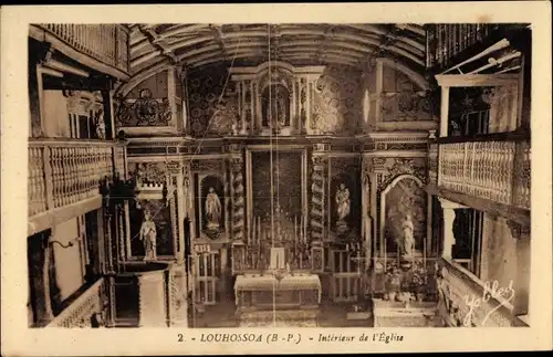 Ak Louhossoa Pyrénées Atlantiques, Interieur de l'Eglise