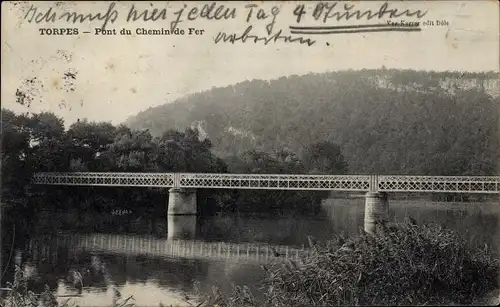 Ak Torpes Boussieres Doubs, Pont du Chemin de Fer