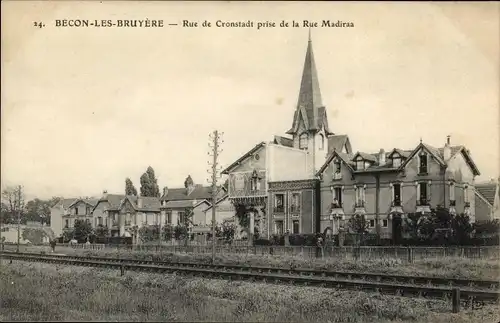 Ak Becon les Bruyeres Hauts de Seine, Rue de Cronstadt prise de la Rue Madiraa