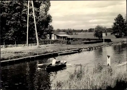 Ak Groß Köris im Kreis Dahme Spreewald, An der Zugbrücke, Ruderer