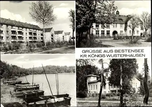 Ak Besten Bestensee Brandenburg, Schule, Seepartie, Wohnblock, Ortspartie