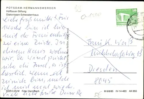 Ak Hermannswerder Potsdam, Hoffbauer Stifutng, Diakonissen Schwesternhaus