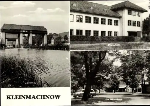 Ak Kleinmachnow, Kanalpartie mit Schleuse, Oberstufe I., Am Uhlenhorst