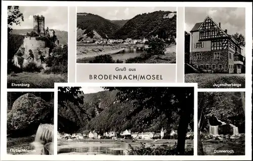 Ak Brodenbach an der Mosel, Jugendherberge, Donnerloch, Ehrenburg, Ehrbachklamm
