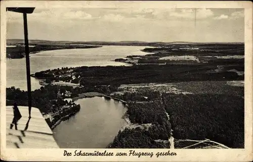 Ak Wendisch Rietz im Kreis Oder Spree, Scharmützelsee, Kleiner Glubigsee, Fliegeraufnahme