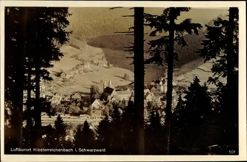 Ak Klosterreichenbach Baiersbronn Schwarzwald, Durchblick zum Ort