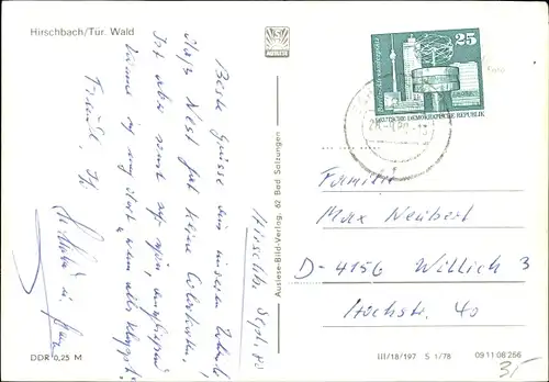 Ak Hirschbach Schleusingen in Thüringen, Teilansicht