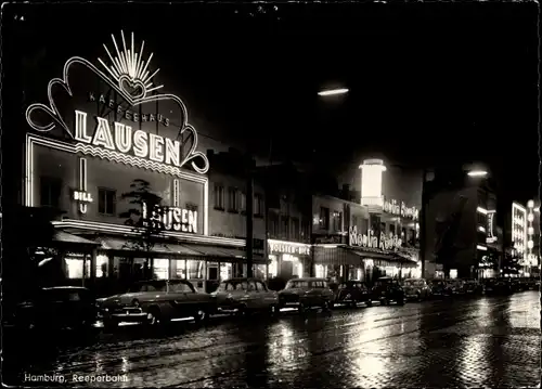 Ak Hamburg St. Pauli, Reeperbahn mit Kaffeehaus Lausen bei Nacht