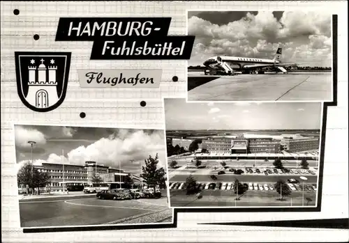 Ak Hamburg Fuhlsbüttel, Partie am Flughafen, Lufthansa, Passagierflugzeug