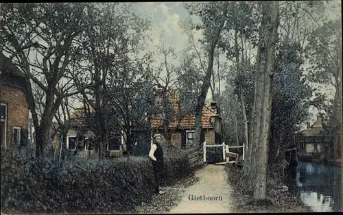 Ak Giethoorn Overijssel Niederlande, Ortspartie, Häuser