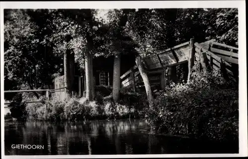 Ak Giethoorn Overijssel Niederlande, Fluss, Brücke