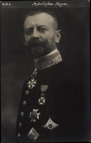 Ak Belgischer Politiker Adolphe Max, Bürgermeister von Brüssel, Portrait in Uniform, Orden