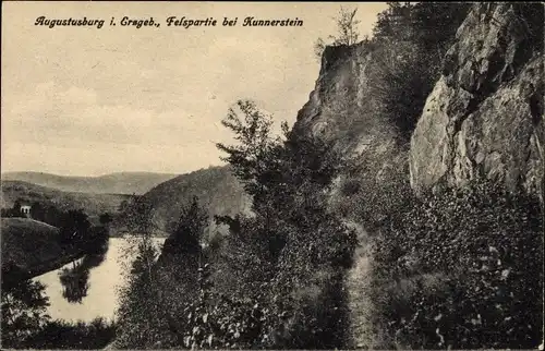 Ak Augustusburg im Erzgebirge, Felspartie bei Kunnerstein