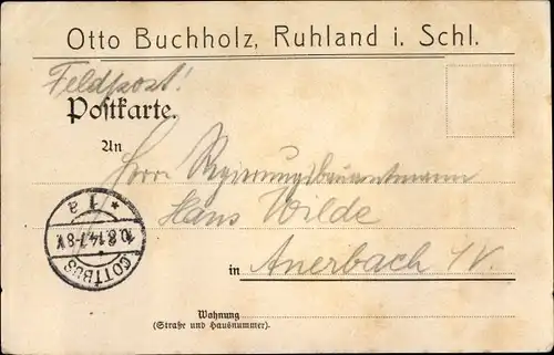Ak Ruhland in der Oberlausitz, Otto Buchholz, Postkarte an Hans
