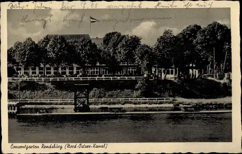 Ak Rendsburg in Schleswig Holstein, Conventgarten am Nord Ostsee Kanal, Inh. V. Schulze