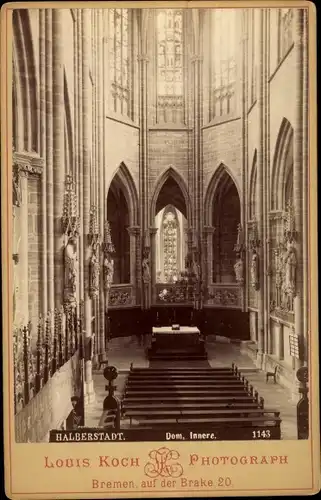 Kabinettfoto Halberstadt in Sachsen Anhalt, Dom, Innenansicht, Fotograf Louis Koch, Bremen