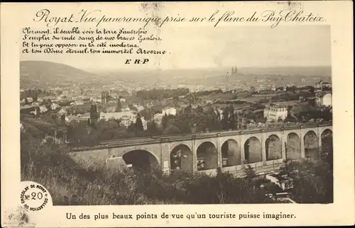 Ak Royat Puy de Dome, Vue générale prise sur le flanc du Puy Chateix, viaduc