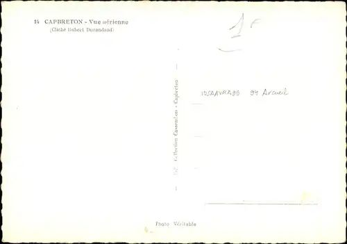 Ak Capbreton Landes, Fliegeraufnahme vom Ort
