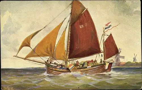 Künstler Ak Rave, Chr., Marine Galerie 43, Holländische Bom, 1907, Windmühlen