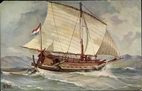 Künstler Ak Rave, Chr., Marine Galerie 164, Javanisches Transportschiff 19. Jahrhundert