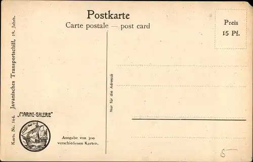 Künstler Ak Rave, Chr., Marine Galerie 164, Javanisches Transportschiff 19. Jahrhundert