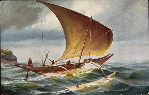 Künstler Ak Rave, Chr., Marine Galerie 161, Segelboot mit Ausleger, Ceylon