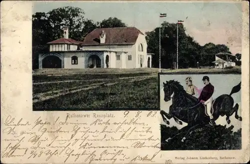 Ak Rathenow im Havelland, Pferderennbahn, Rennplatz, Reiter