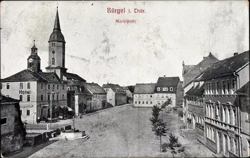Ak Bürgel in Thüringen, Marktplatz, Hotel